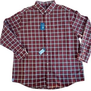 Men's wine/red Plaid Button-Down Casual Shirt